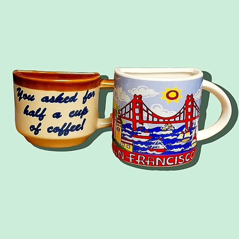 💖2 Half Detailed Coffee Mugs